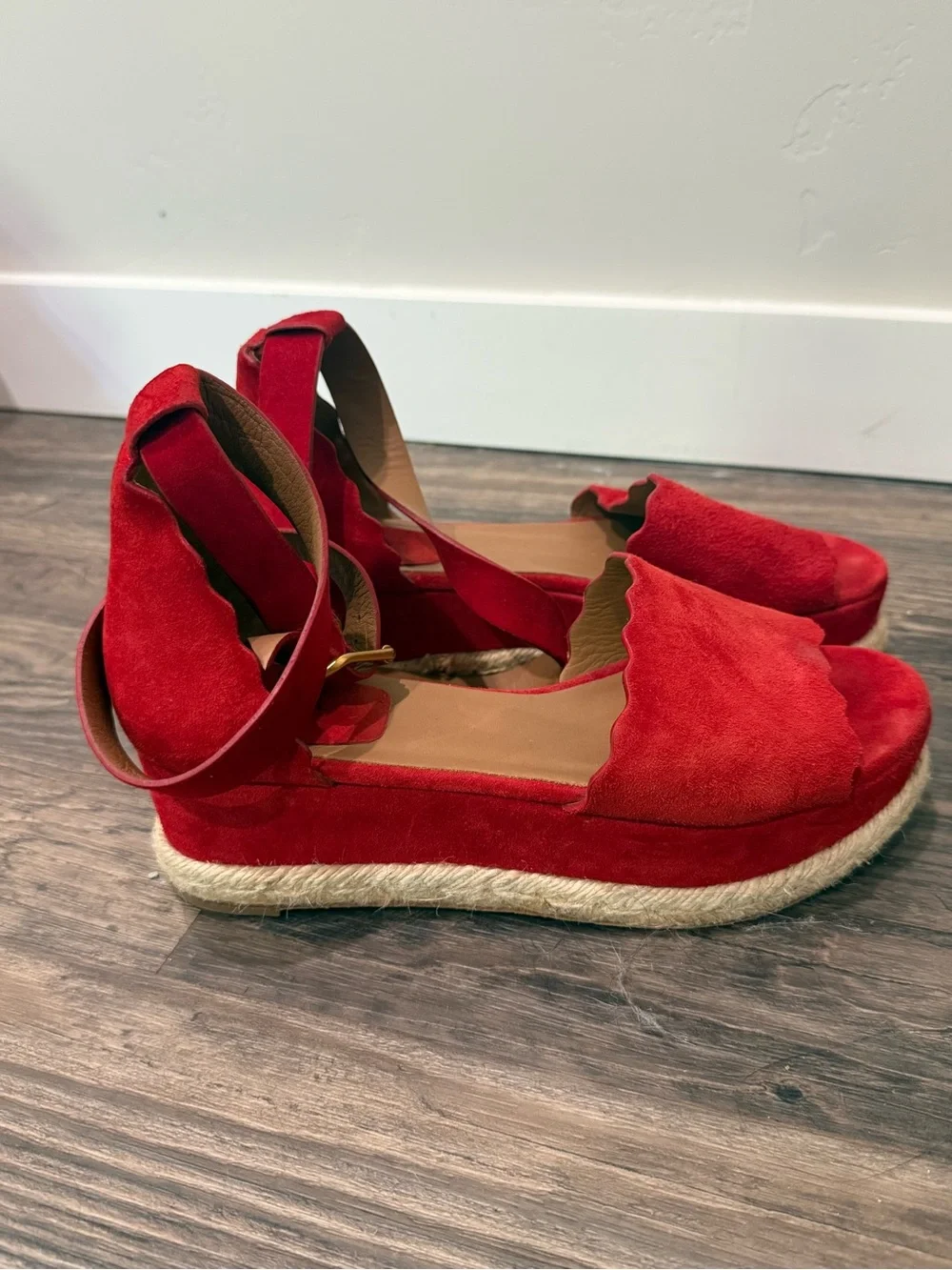 Chloé Lauren Platform Espadrilles Red